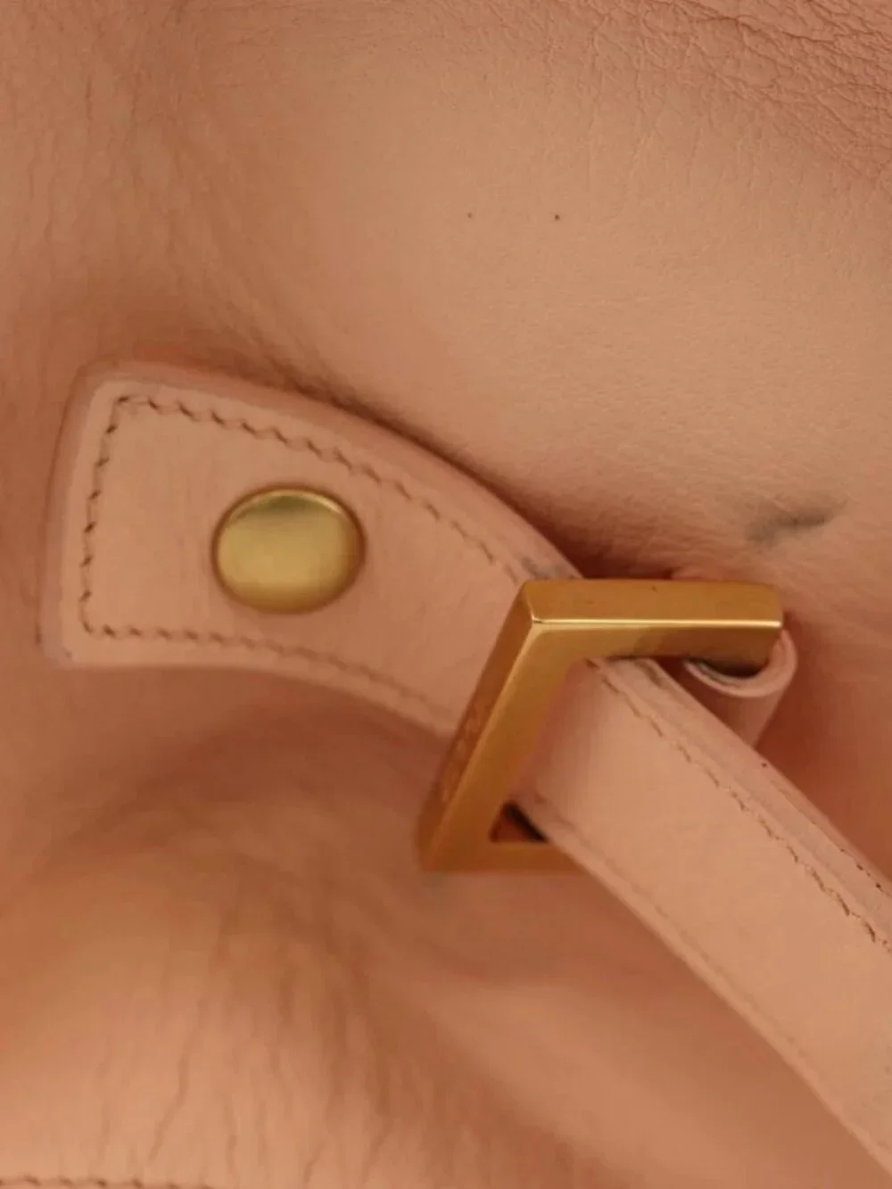 SAINT LAURENT Petit Kabas Hand Bag Leather 2way Pink Gold Auth - Picture 9 of 15